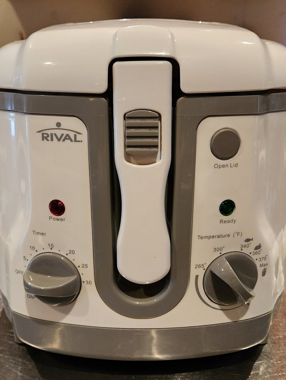 Rival White & Gray Deep Fryer with Temperature & Timer Controls - New Never Used